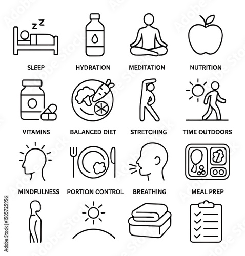 Facial treatment icon collection. beauty care linear icons: mask, serum, brush, mirror, therapy vector icons.