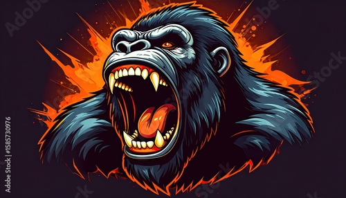 Aggressive gorilla head graphic