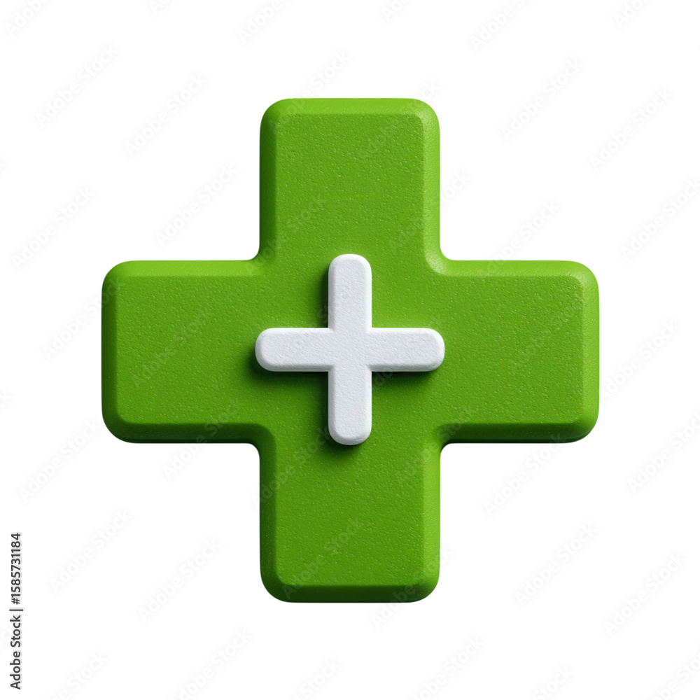 Fototapeta premium Green Plus Sign Icon for Health and Medical Concepts and Designs