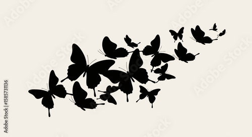 Elegant Butterfly Silhouette Composition: A Minimalist Design for Nature and Beauty
