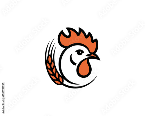 Rooster with Wheat Logo