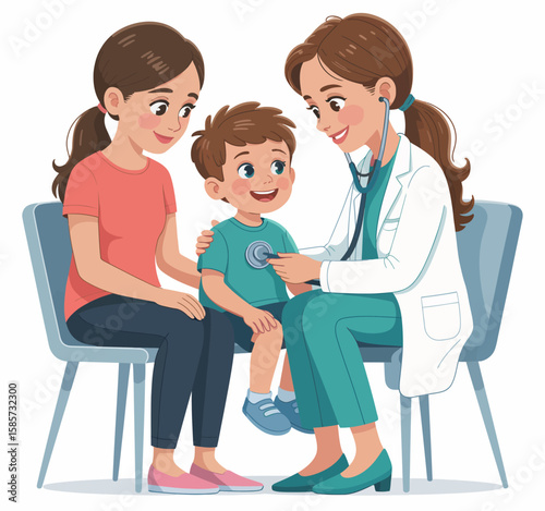 Pediatric Doctor Checkup Illustration