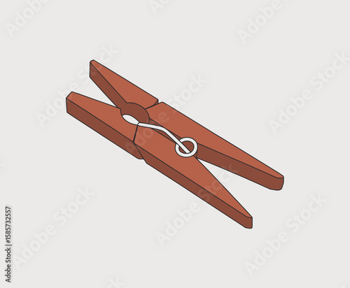Wooden Clothespin Illustration