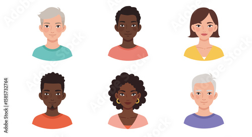 Diverse man and somen avatar in vector set icons