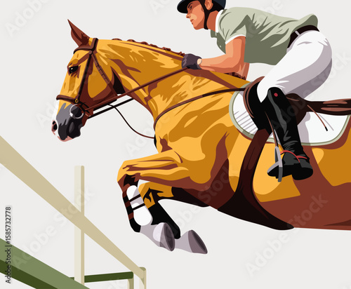 Equestrian Jumping Illustration
