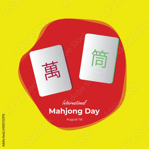 International Mahjong Day vector, illustration. Mahjong game tiles.