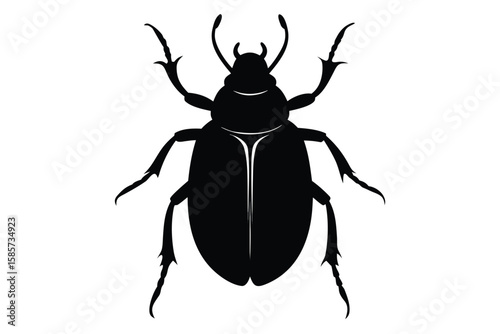 Stylized black beetle silhouette illustration on a clean white background