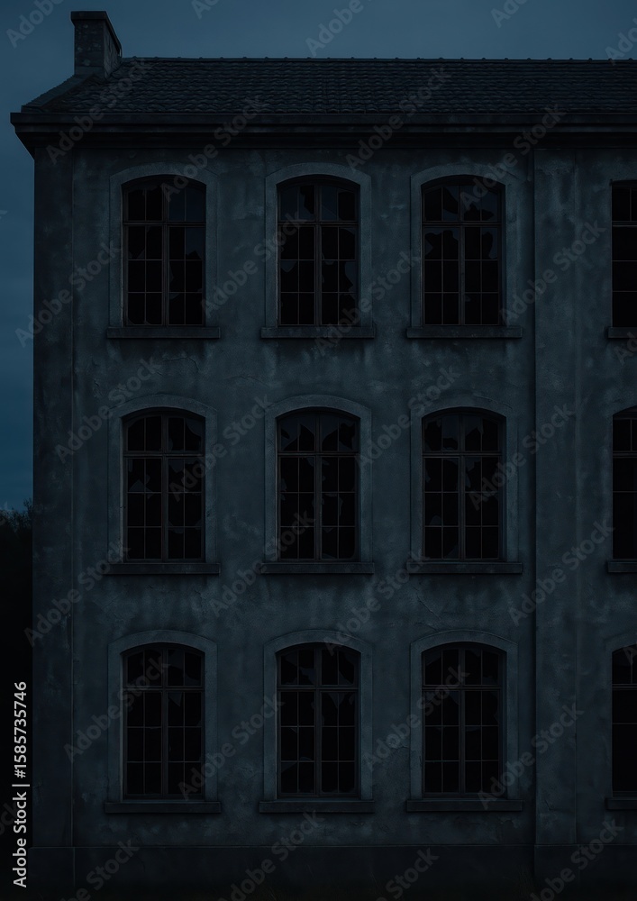 Obraz premium Eerie abandoned building facade.