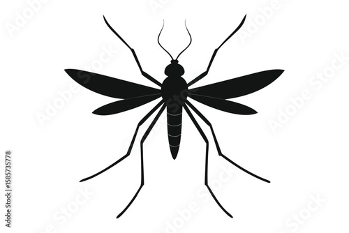 Silhouette illustration of a mosquito insect on a clean white background
