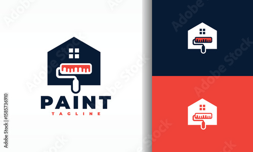 Painting Services Logo House with Paint Roller