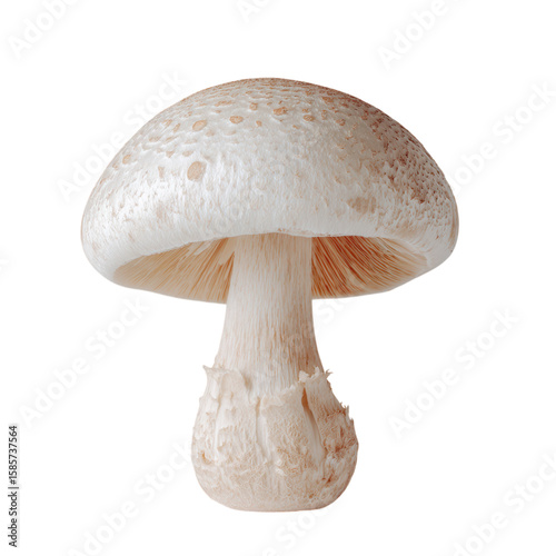 Fresh and Natural White Mushroom Isolated on White Background
