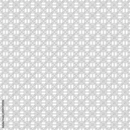 black line seamless lattice caning pattern on white background