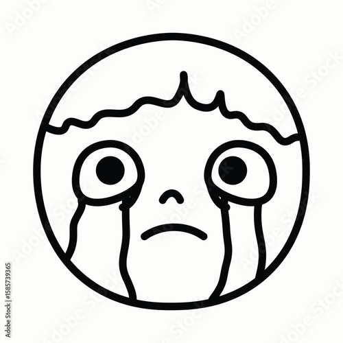 Child Crying Very Sadly With Tears Flowing Down Intensely