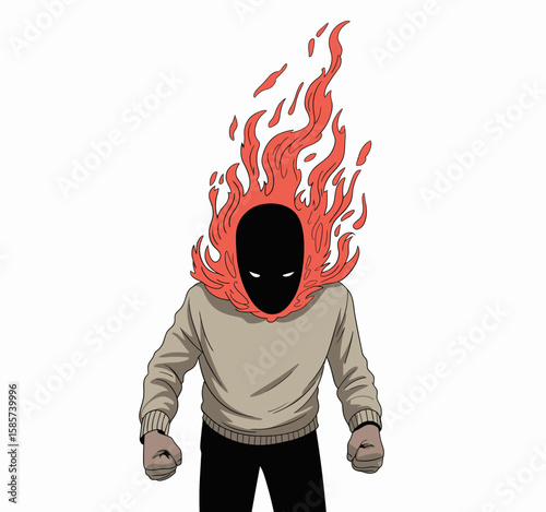 Fiery Superhero Character