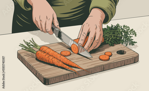 Cutting Carrot Illustration