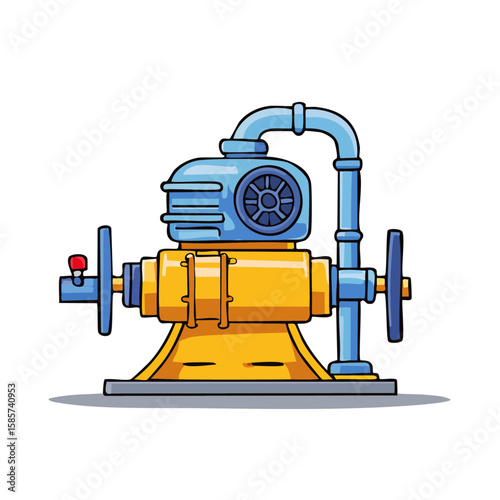 Centrifugal pump for industrial applications. Featuring pump internals, impeller, housing. Suitable for engineering, mechanical, industrial illustrations, presentations, and educational materials.
