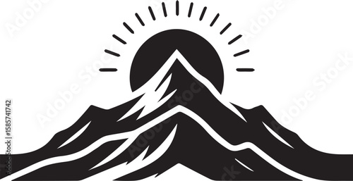 Silhouette mountain range isolated on white background, vector design