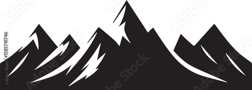 Silhouette mountain range isolated on white background, vector design