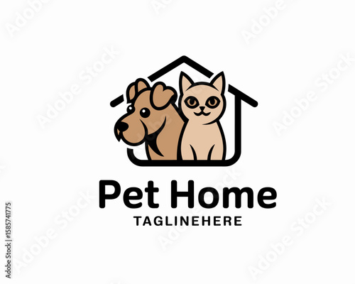 Pet Home Logo with Dog and Cat