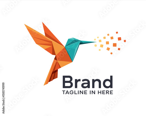 Polygonal Hummingbird Logo