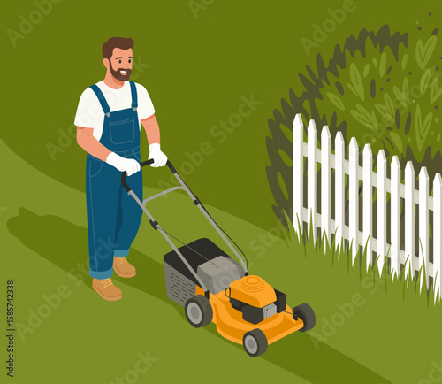 Man mowing the lawn