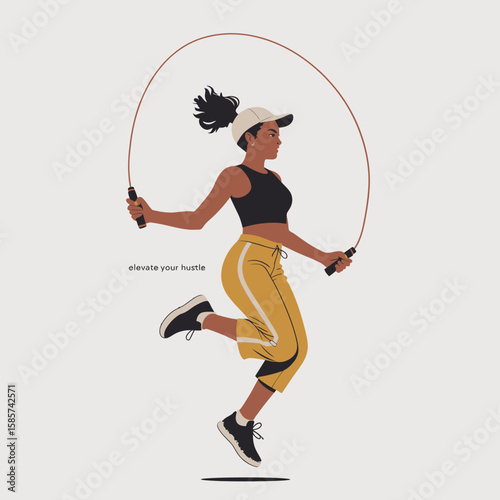 Jumping Woman with Skipping Rope