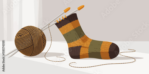 Knitting Sock Illustration