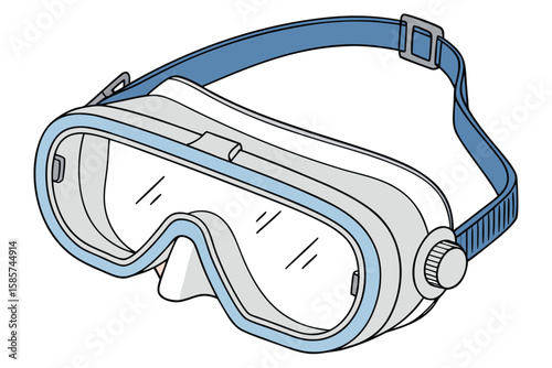 Stylish Blue and White Diving Goggles Illustration for Water Sports Enthusiasts