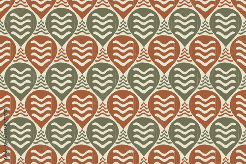 Pattern of stylized leaves.Ikat geometric folklore ornament. Oriental vector damask pattern. Ancient art of the Arabesque. Tribal ethnic texture. Aztec style. Design for texture, fabric, and clothing