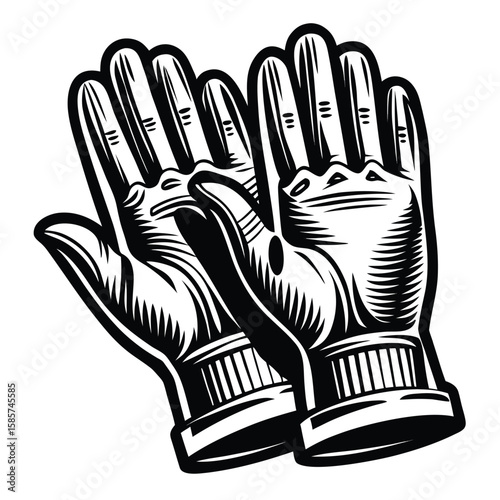 Vintage Hand Illustration Symbolic of Guidance and Support in Black and White Imagery