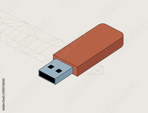 USB Flash Drive Isometric Illustration