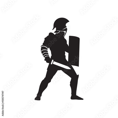 Gladiator silhouette vector flat illustration design. 
