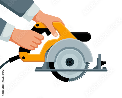 Electric Circular Saw in Use Illustration