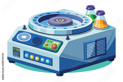 Laboratory Centrifuge with Vials on a Round Base, Science Illustration