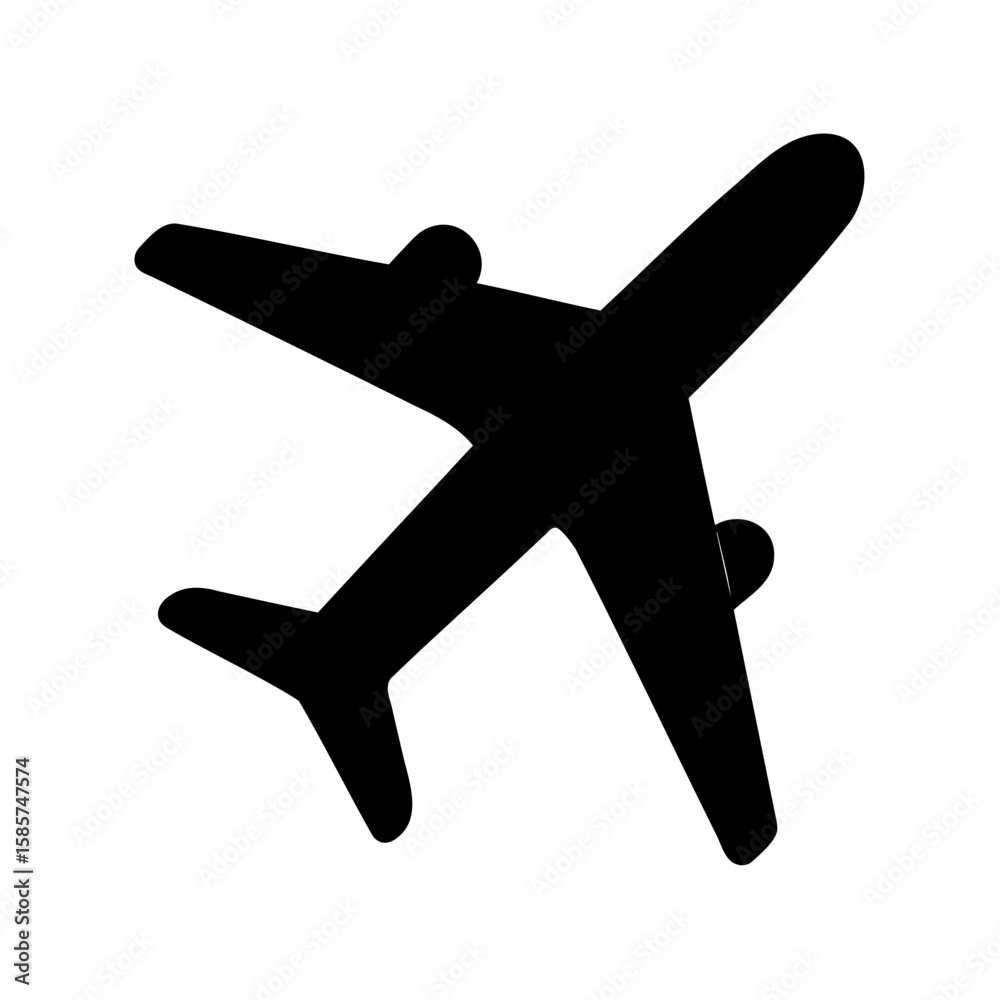 Obraz premium Airplane black silhouette vector, Plane icon silhouette. Airplane icon