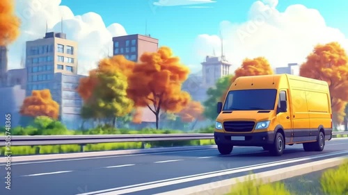 Colorful van city street