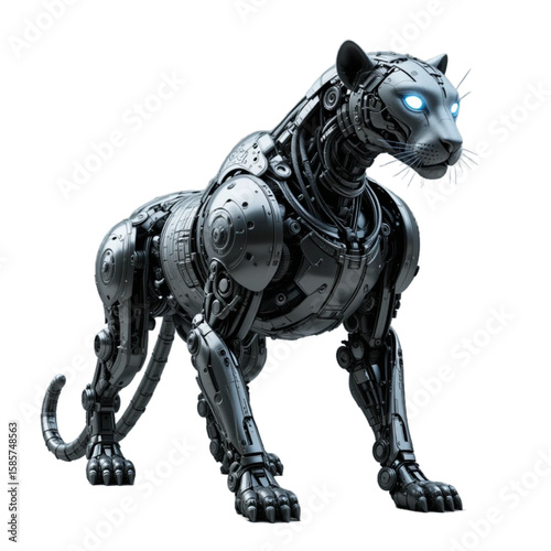3D render of a futuristic robotic leopard