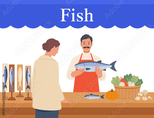 Fish Market Stall Scene