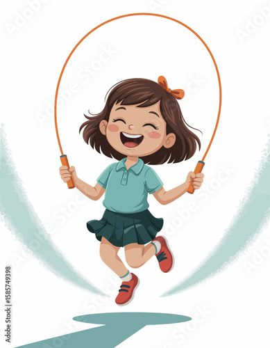 Happy Girl Jumping Rope
