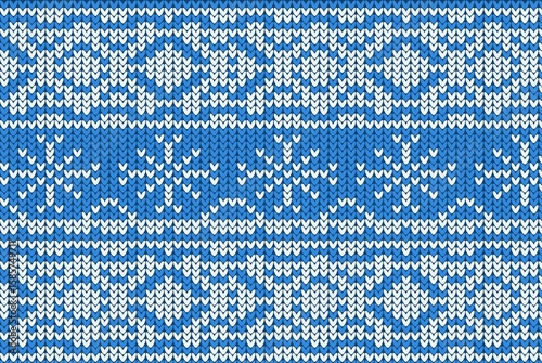 Knitting Christmas vector background snowflakes