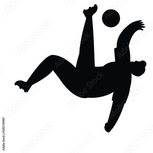 silhouette vector of a male soccer player doing a somersault