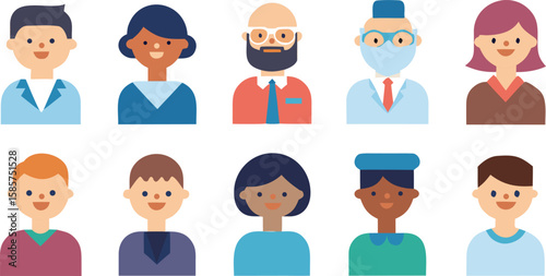 Set of business people avatars: diverse user icons representing various occupations and team members