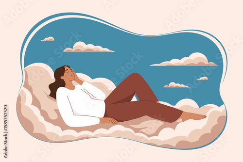Relaxing Woman on Clouds