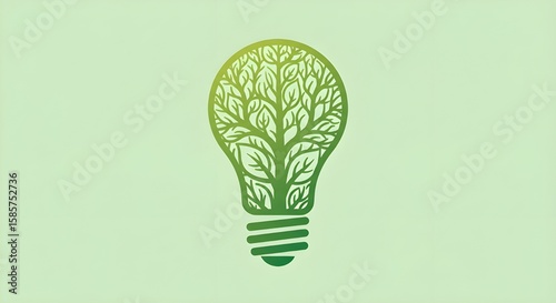 Eco-tech logo featuring a stylized lightbulb with leaf veins forming the filament, 