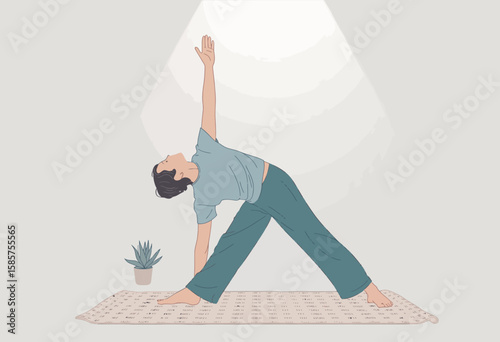 Yoga pose with sunlight shining down on the person