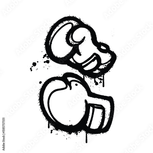 Graffiti Spray boxing gloves on isolated white background