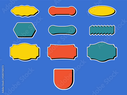 Colorful Retro Blank Label Shapes