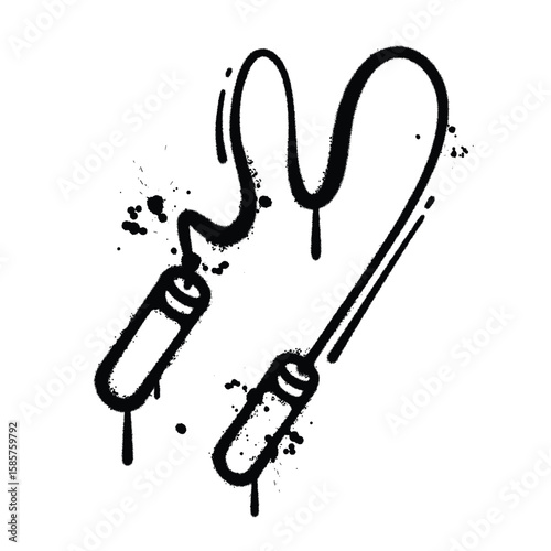 Graffiti Spray jump rope on isolated white background