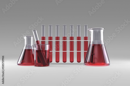 Laboratory flask with chemical solutions