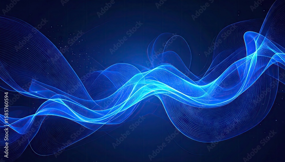Fototapeta premium Abstract blue wavy lines on dark background
